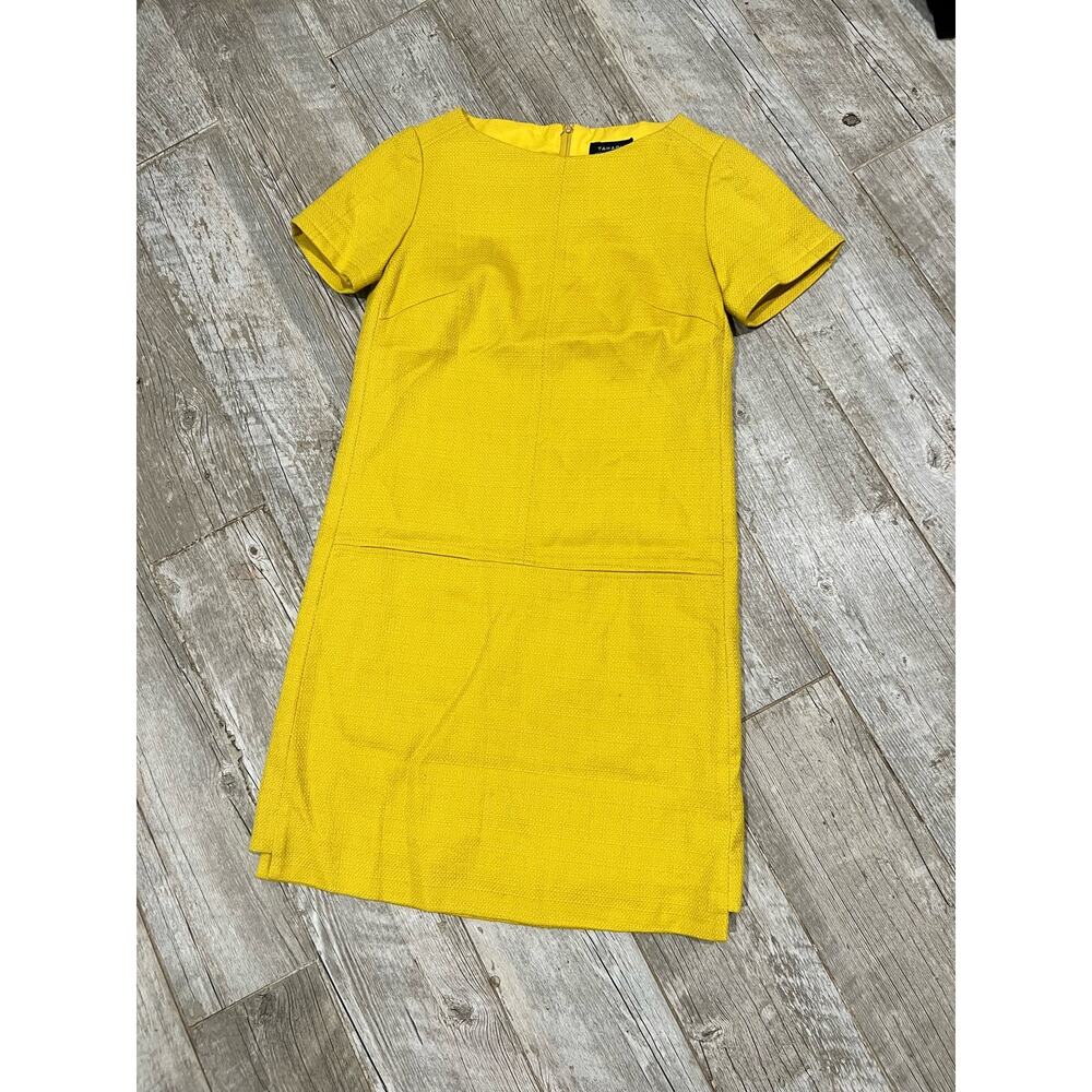 Tahari By Arthur S Levine Vintage Yellow Grasscloth Sheath Dress Size 2